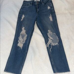 Hollister Ripped Straight Leg Jeans - Blue